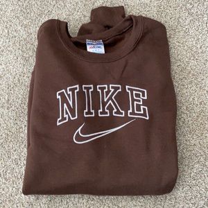 jerzees nublend brown embroidered white nike sweatshirt size small
